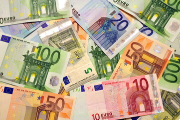 Euro money background. Banknotes texture.