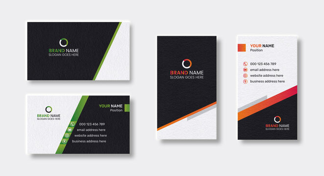 Double-sided creative business card design template. Horizontal and vertical layout. Portrait and landscape orientation. Vector illustration business card