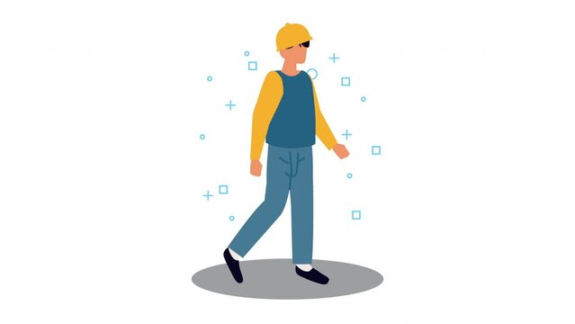 logistic service worker walking animation