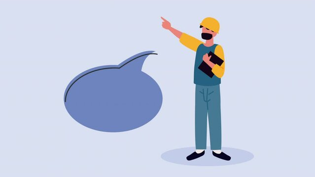logistic service worker speaking animation
