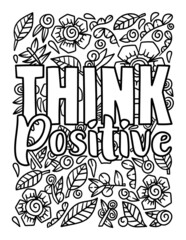 Obraz na płótnie Canvas Think Positive Motivational Quote Coloring Page
