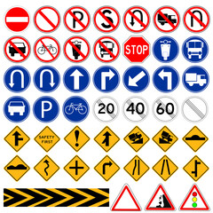 Simple Vector Set of Traffic Sign,  Isolated on White