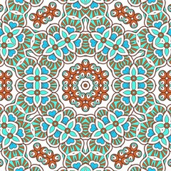 Abstract Pattern Mandala Flowers Art Colorful Blue Turquoise Brown 36