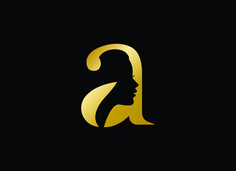Letter a with women face vector design, Fashion Logo
