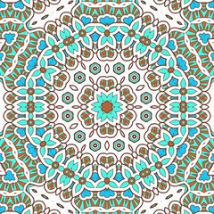 Abstract Pattern Mandala Flowers Art Colorful Blue Turquoise Brown 2