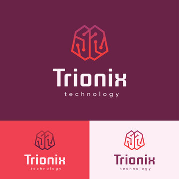 TRIONIX logo can be used for businesses like Development Companies, IT Startups, Tech Firms, Science and Technology Institutes, Trademarks, Electronic Stores.