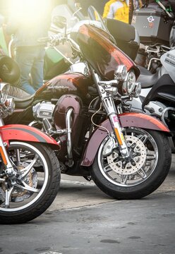 Nice Harley Davidson bike close up at Crazy Hohols MFC closing season in Ukraine Kiev september 2021
