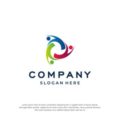social company logo with three people concept premium vector
