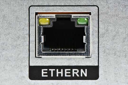 Close-up of ethernet rj45 port