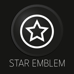 Star emblem minimal vector line icon on 3D button isolated on black background. Premium Vector