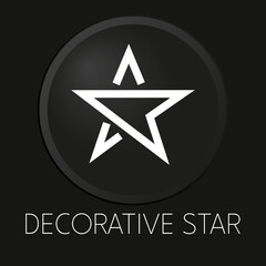 Decorative star minimal vector line icon on 3D button isolated on black background. Premium Vector