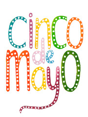 Colorful watercolor lettering for Cinco de Mayo. Bright letters are isolated on a white background.