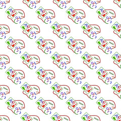 Seamless happy Kids doodle playing fabric repeat pattern design art collection illustration pro download