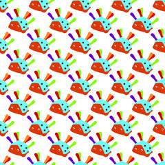 Seamless Cute baby doodle playing fabric pattern design art collection illustration