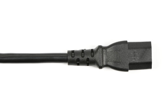 Black C13 female rubber connector power plug, isolated on white.