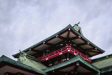 Detail of a Traditional Wooden Building in Japan