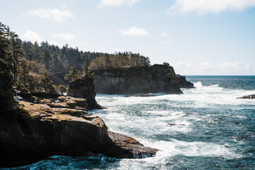 High cliffs off Cape Flattery on the Washington coast