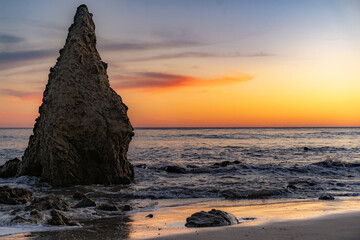 Sunset by the ocean at El Matador Beach