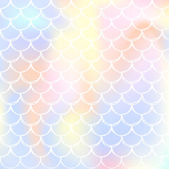 Mermaid scales background with holographic gradient.