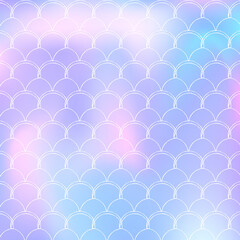 Holographic mermaid background with gradient scales.