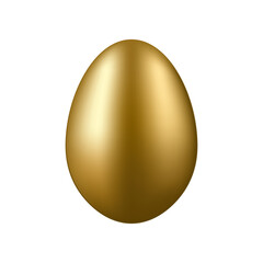 Glossy Gold Easter Egg Isolated Blank Template For Egg Hunt Easter Holidays and Greetings Decoration - Golden on White Background - Gradient Graphic Design