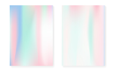 Pearlescent background with holographic gradient. Hologram cover set.