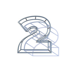 Steel wire frame font Number 2 TWO 3D