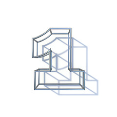 Steel wire frame font Number 1 ONE 3D