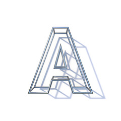 Steel wire frame font Letter A 3D