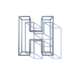 Steel wire frame font Letter H 3D