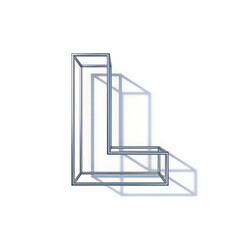 Steel wire frame font Letter L 3D