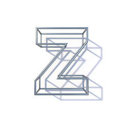 Steel wire frame font Letter Z 3D
