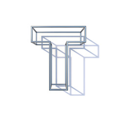 Steel wire frame font Letter T 3D