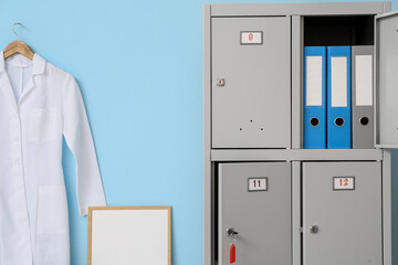 Office of doctor with locker in modern clinic