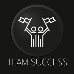 Team success minimal vector line icon on 3D button isolated on black background. Premium Vector.