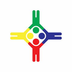 People Diversity Colorful Icon Vector in Circle Shape