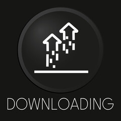 Downloading minimal vector line icon on 3D button isolated on black background. Premium Vector.