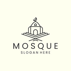 mosque with linear style logo icon template design. ramadan ,islam, vector illustration