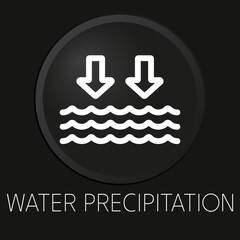 Water precipitation minimal vector line icon on 3D button isolated on black background. Premium Vector.
