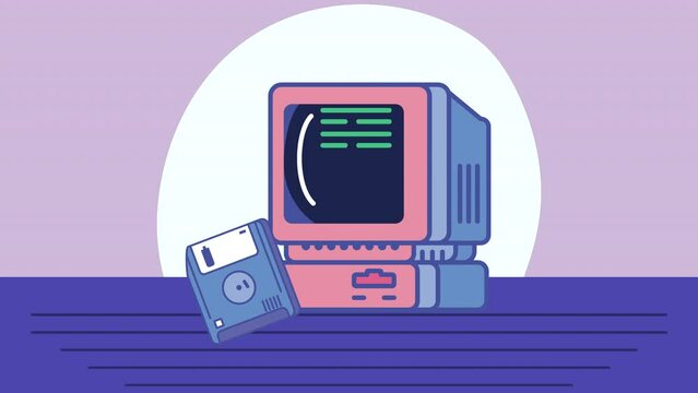 computer desktop and floppy