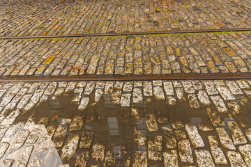 Historic Building Reflection After Rain on River Street, Davannah, Georgia, USA