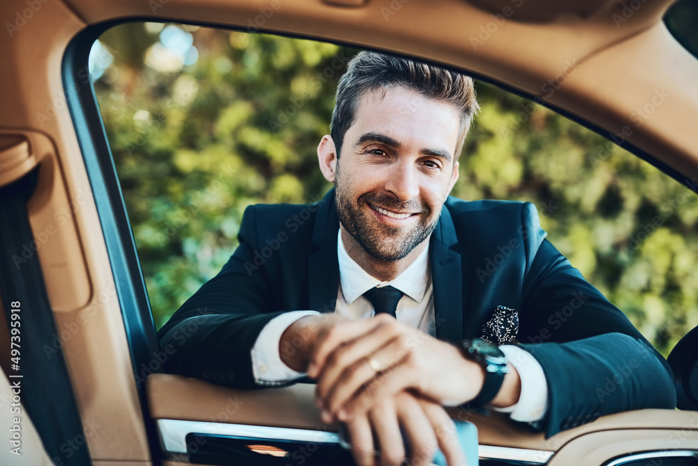 Sticker Time to get to the office. Cropped shot of a handsome young corporate businessman.