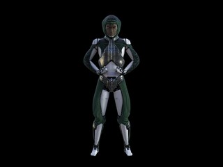 humanoid lizard robot.Futuristic robot with humanoid figure 3D illustration