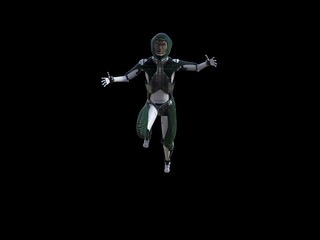 humanoid lizard robot.Futuristic robot with humanoid figure 3D illustration