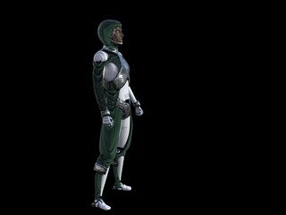 humanoid lizard robot.Futuristic robot with humanoid figure 3D illustration