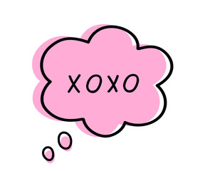 Hand drawn speech bubble with text "xoxo" isolated on a white background. Vector illustration.