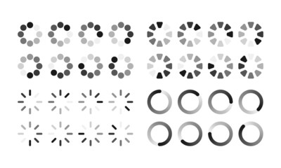 Circular Loading Buffering Icon Vector Set Video Ready for Animation All Keyframes Frames Bufring Circle Waiting for Connection Buffer Preloader Download Symbol