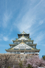 Donjon of Osaka-jo castle in spring