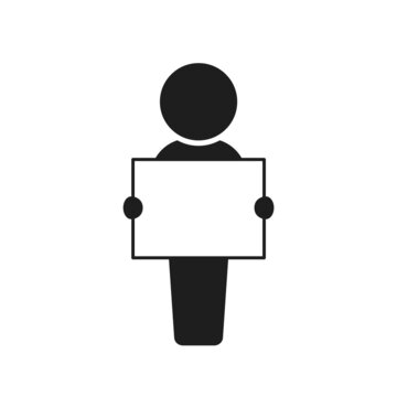 recommend clip art: 何も書かれていない白い紙・パネルを持って立っている人のアイコン・ピクトグラム