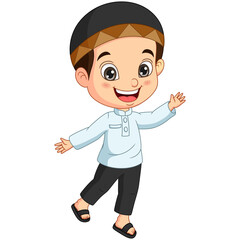 Happy muslim boy cartoon posing